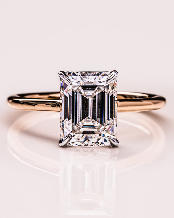 2.3 CT Emerald Cut Solitaire Moissanite Engagement Ring