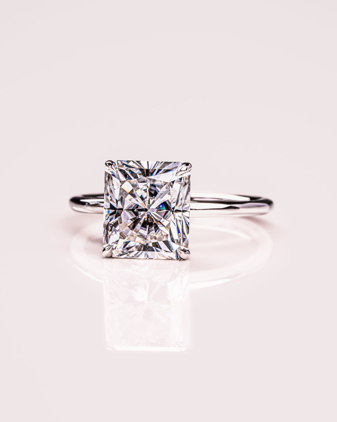 2.43 CT Radiant Cut Moissanite Solitaire Engagement Ring