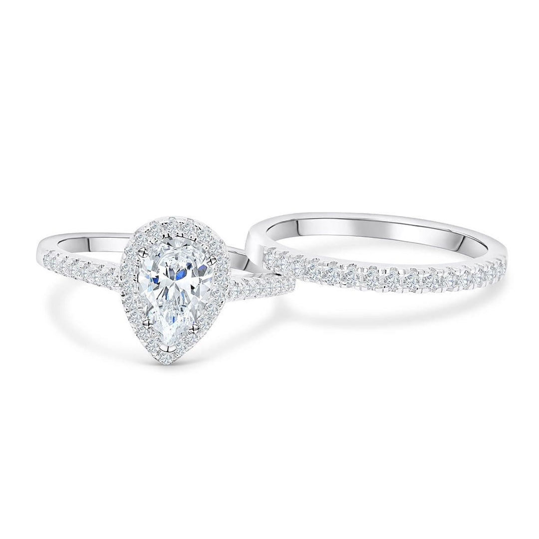 1.33 CT Pear Cut Halo Moissanite Engagement Ring