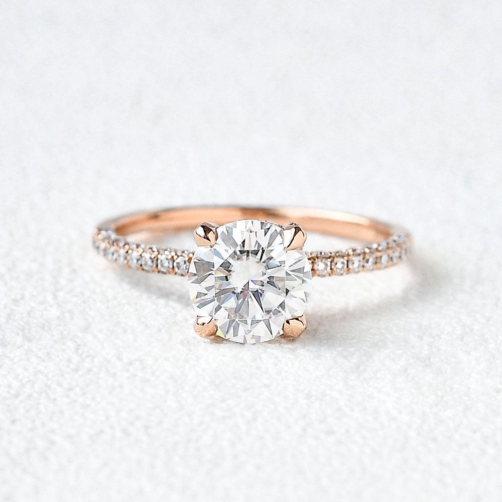 3.2 CT Round Cut Solitaire Pave Moissanite Engagement Ring
