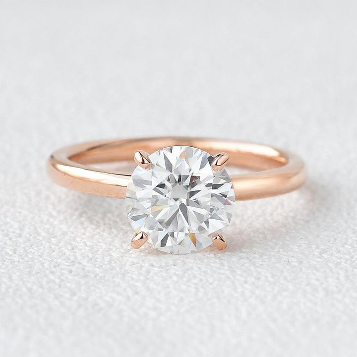 1.0 CT Round Cut Hidden Halo Moissanite Engagement Ring - Front View