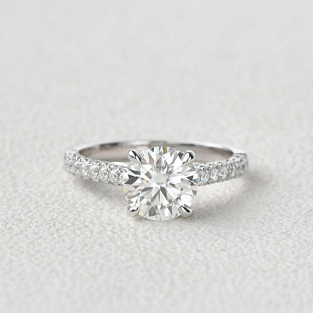 3.2 CT Round Cut Solitaire Pave Moissanite Engagement Ring