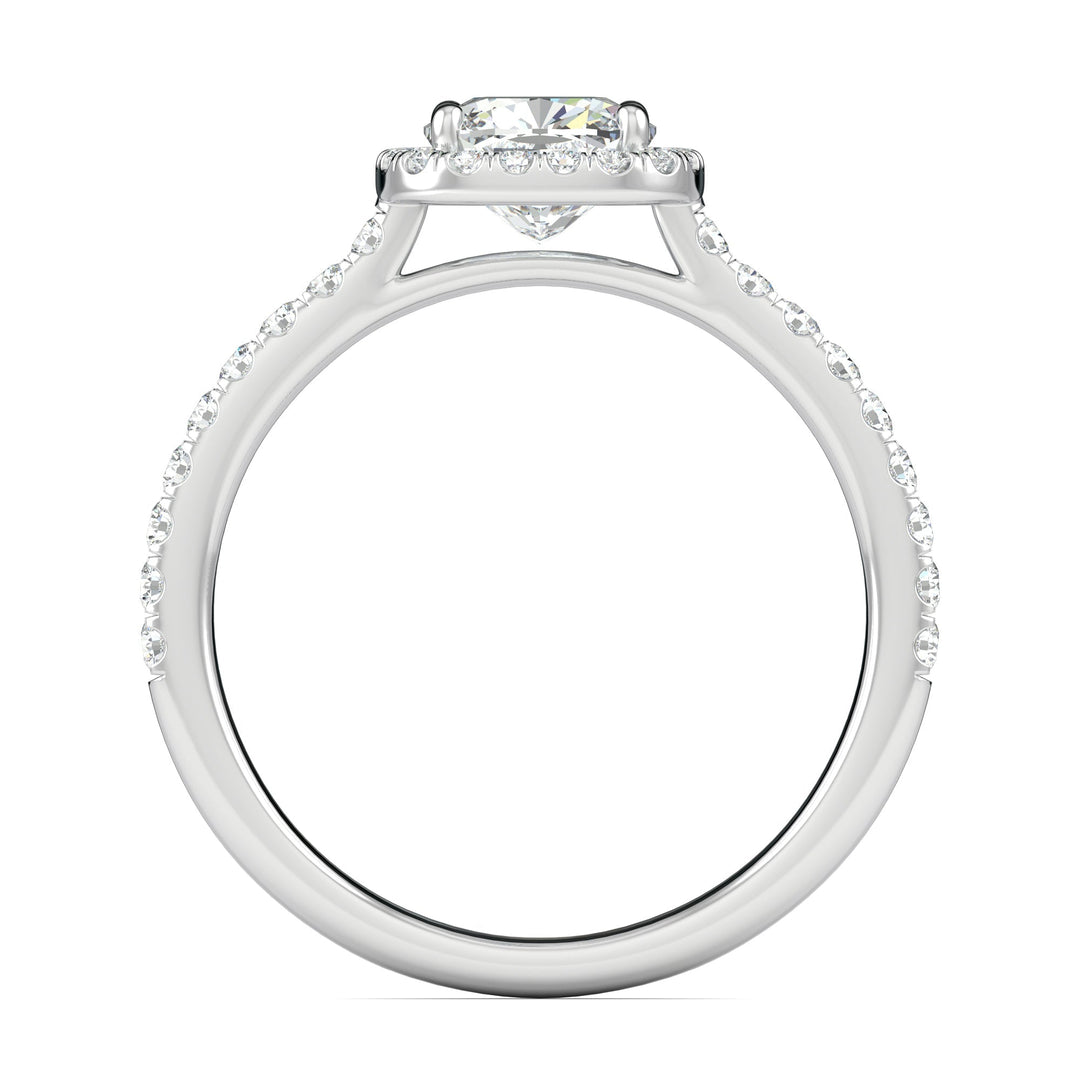 IGI Certified 0.76 ct Cushion F-VS1 Lab-Grown Diamond Halo Engagement Ring with Pave Setting in 14K and 18K Solid Gold