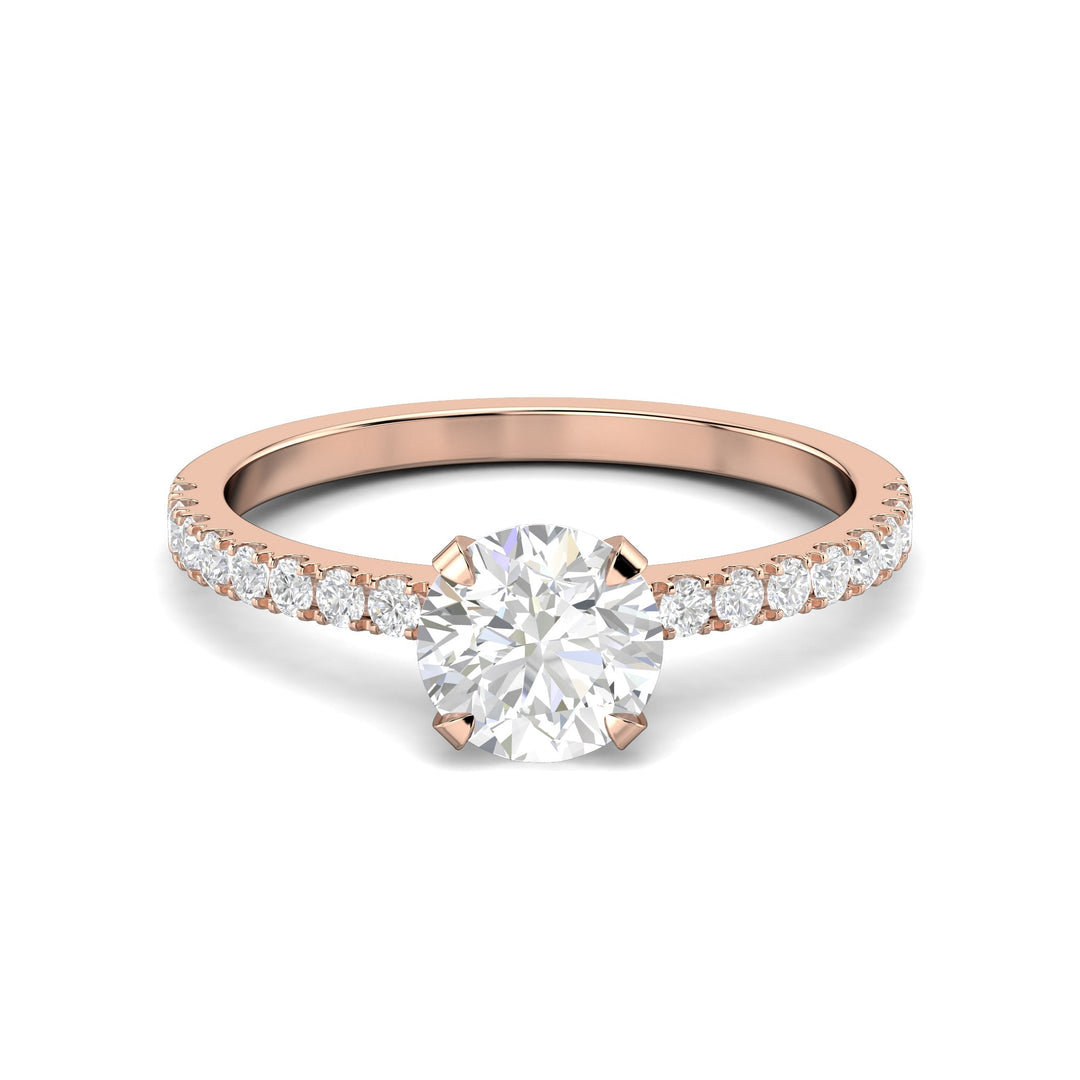 IGI Certified 1.03 ct Round Lab-Grown Diamond Pave Engagement Ring in 14K and 18K Solid Gold, F Color, VS1 Clarity