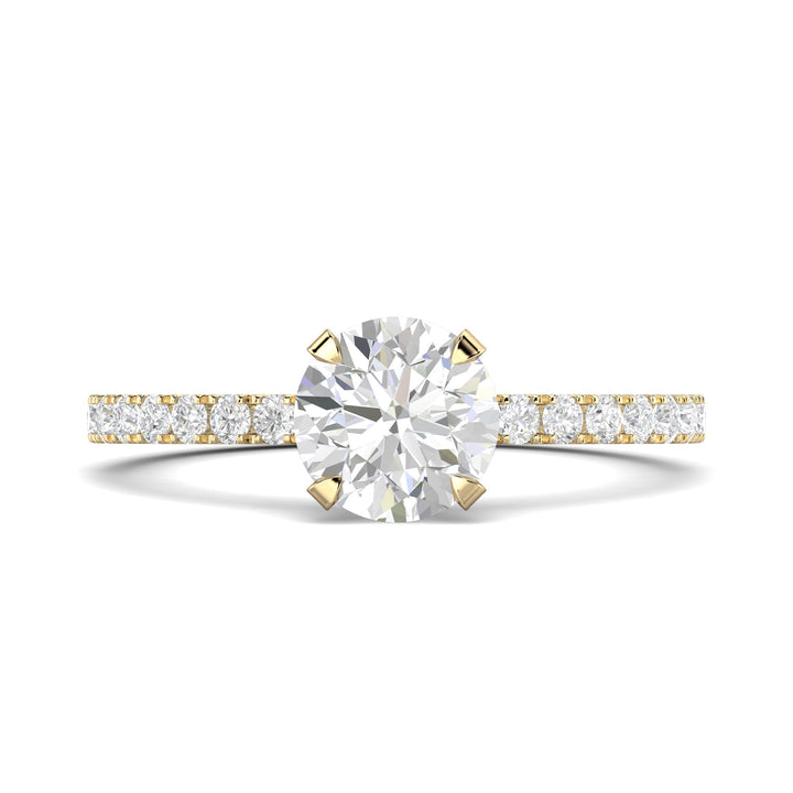 IGI Certified 1.03 ct Round Lab-Grown Diamond Pave Engagement Ring in 14K and 18K Solid Gold, F Color, VS1 Clarity
