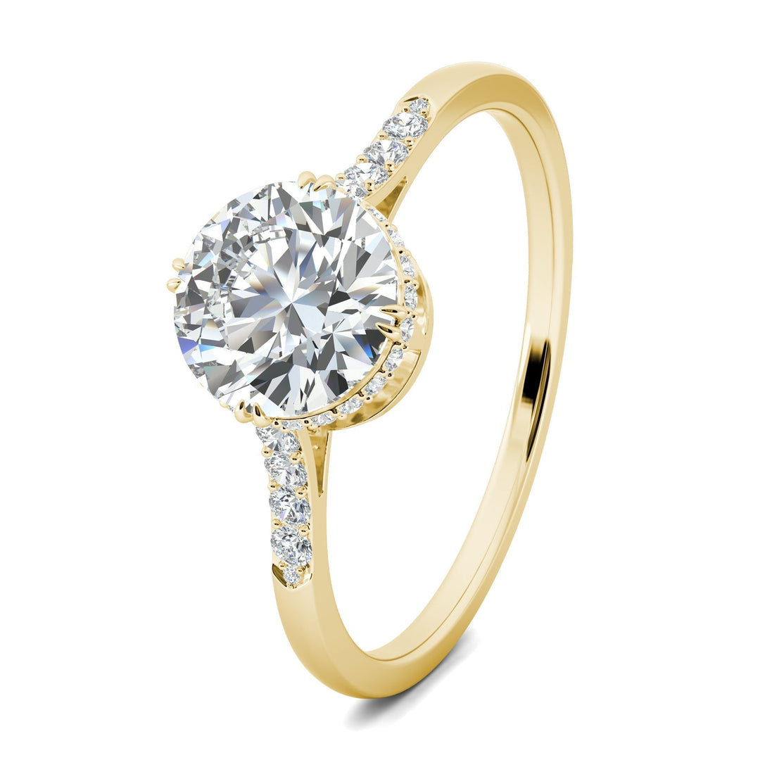 IGI Certified 0.7 ct Round F-VS1 Lab Grown Diamond Pave Engagement Ring in 14K and 18K Solid Gold