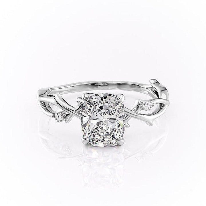 2.0 CT Elongated Cushion Cut Solitaire Twig Style Moissanite Engagement Ring