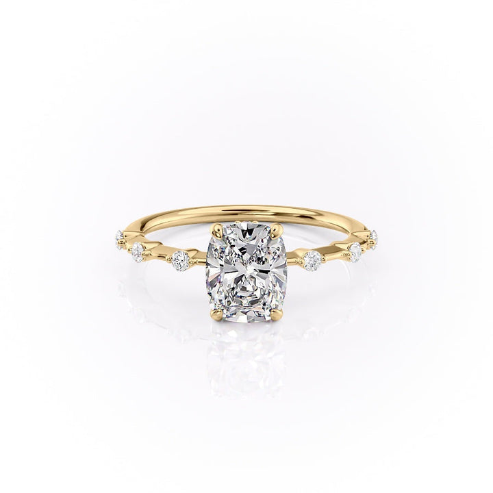 2.0 CT Elongated Cushion Cut Solitaire Dainty Pave Moissanite Engagement Ring
