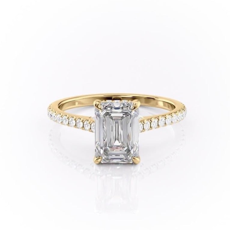 2.10 CT Emerald Cut Moissanite Engagement Ring - Front View