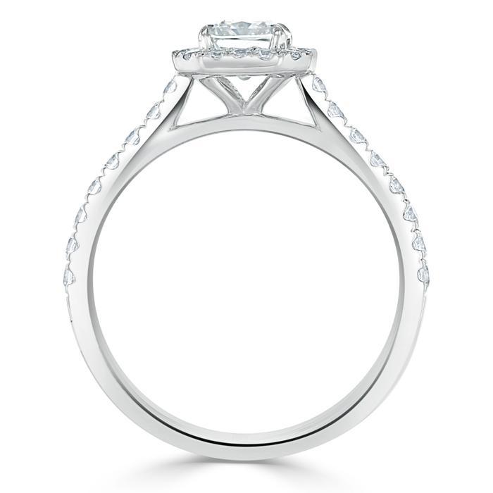 1.0 CT Radiant Cut Halo Pave Setting Moissanite Engagement Ring