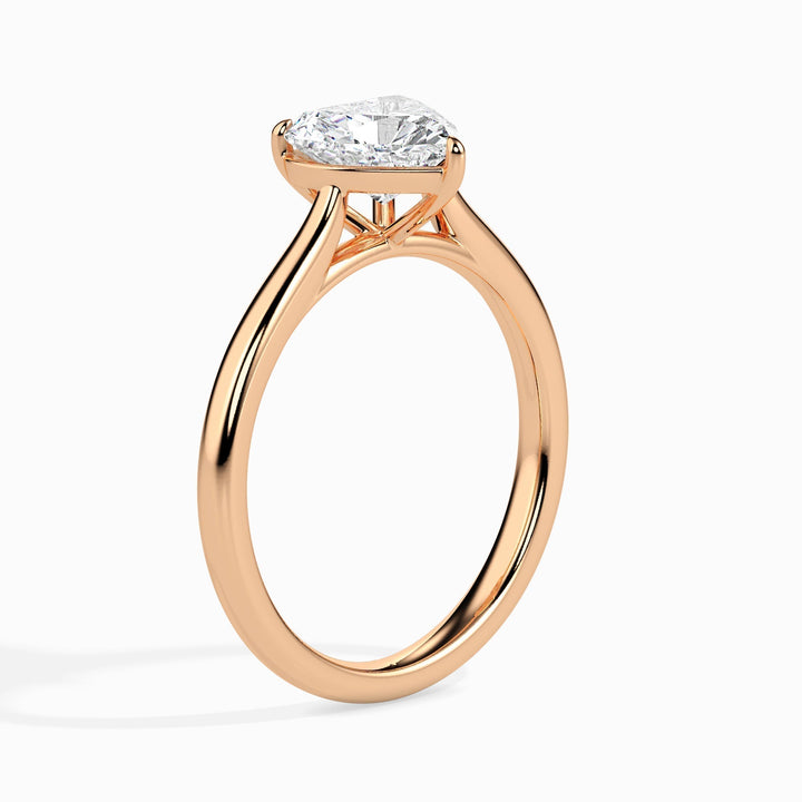 IGI Certified 1ct Heart F- VS Lab-Grown Diamond Solitaire Engagement Ring in 14K and 18K Solid Gold