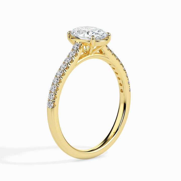 IGI Certified 1ct Oval Shaped Lab-Grown Diamond Pavé Engagement Ring in 14K or 18K Solid Gold with F-VS Clarity