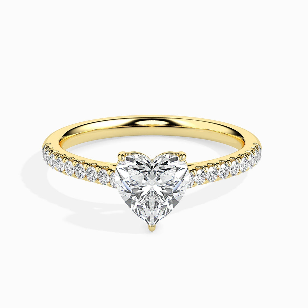 "IGI Certified 1CT F-VS Heart Lab Grown Diamond Pavé Engagement Ring in 14K or 18K Solid Gold"