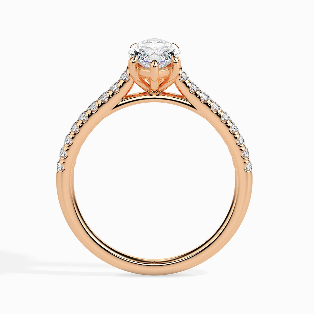 IGI Certified 1.0 CT Marquise F-VS Lab-Grown Diamond Pavé Engagement Ring in 14K and 18K Solid Gold