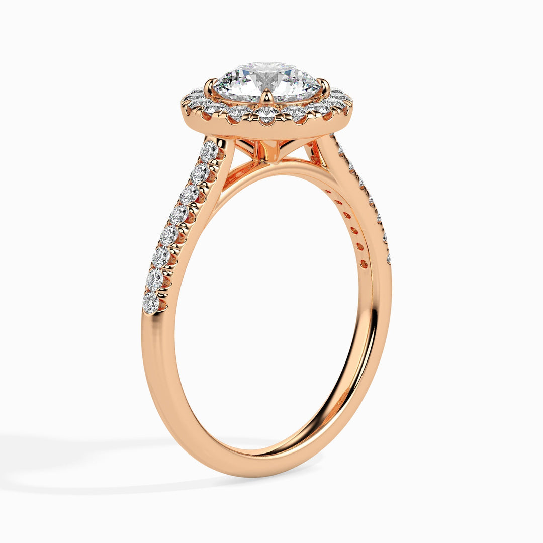 IGI Certified 1.0 CT Round F-VS Lab Grown Diamond Halo & Pave Setting Engagement Ring in 14K and 18K Solid Gold