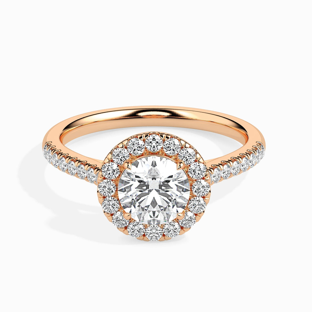 IGI Certified 1.0 CT Round F-VS Lab Grown Diamond Halo & Pave Setting Engagement Ring in 14K and 18K Solid Gold