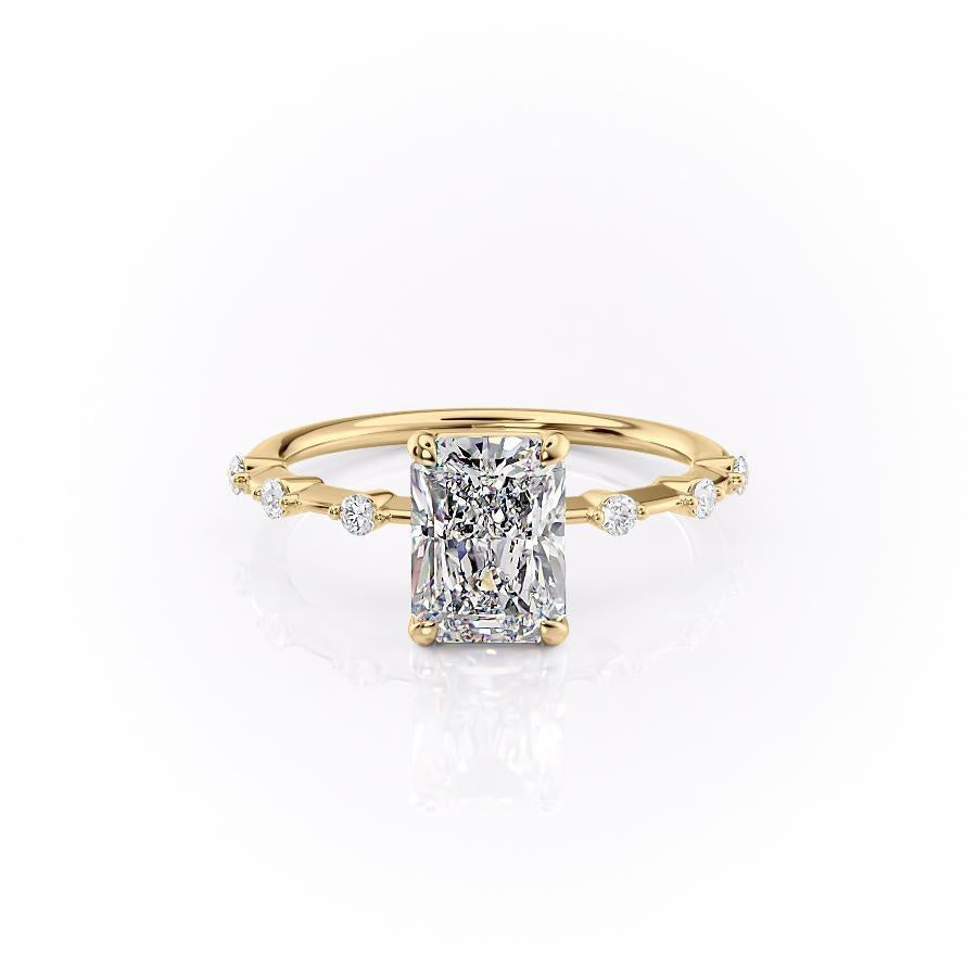 2.10 CT Radiant Solitaire Dainty Pave Set Moissanite Engagement Ring
