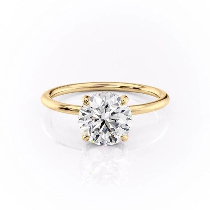 1.60 CT Round Cut Solitaire Hidden Halo Moissanite Engagement Ring