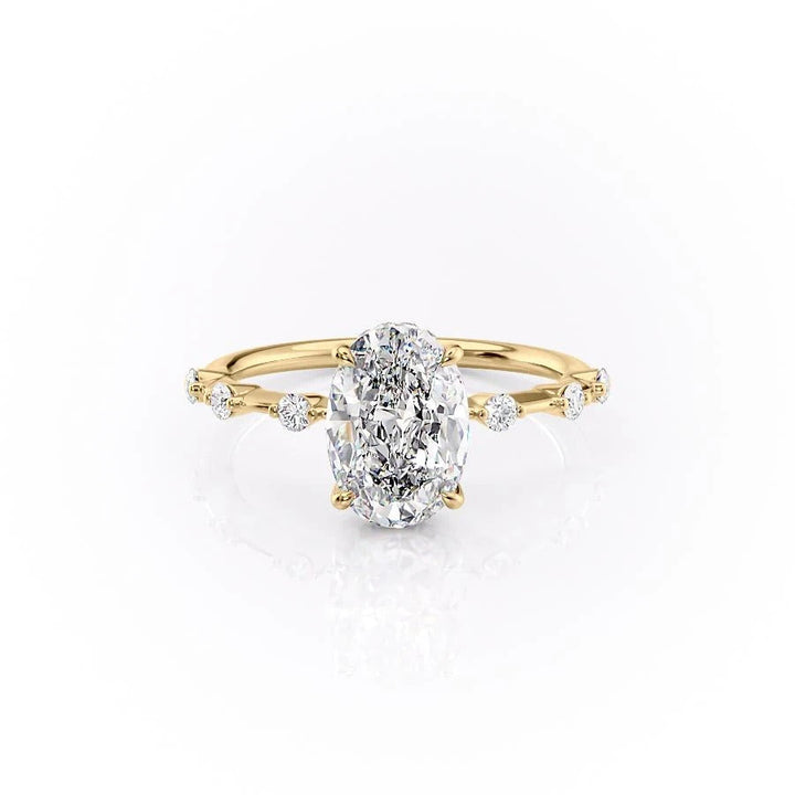 2.10 CT Oval Cut Solitaire Dainty Pave Moissanite Engagement Ring