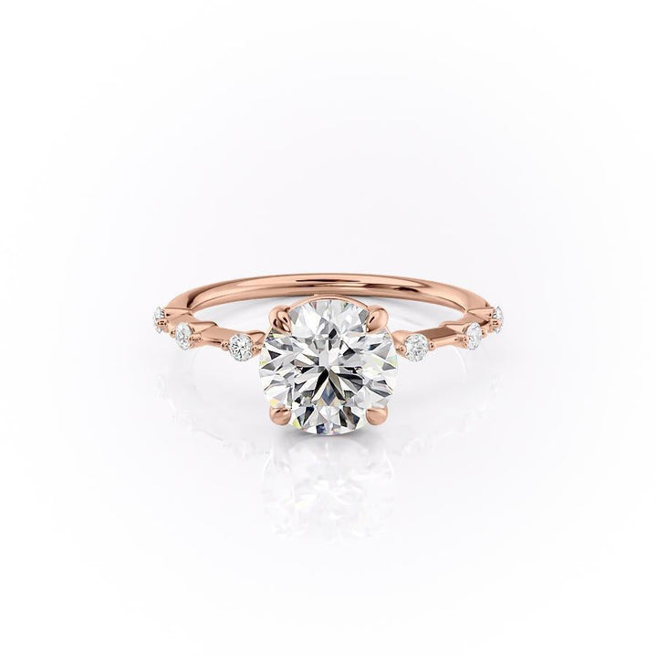 1.60 CT Round Solitaire Dainty Pave Set Moissanite Engagement Ring
