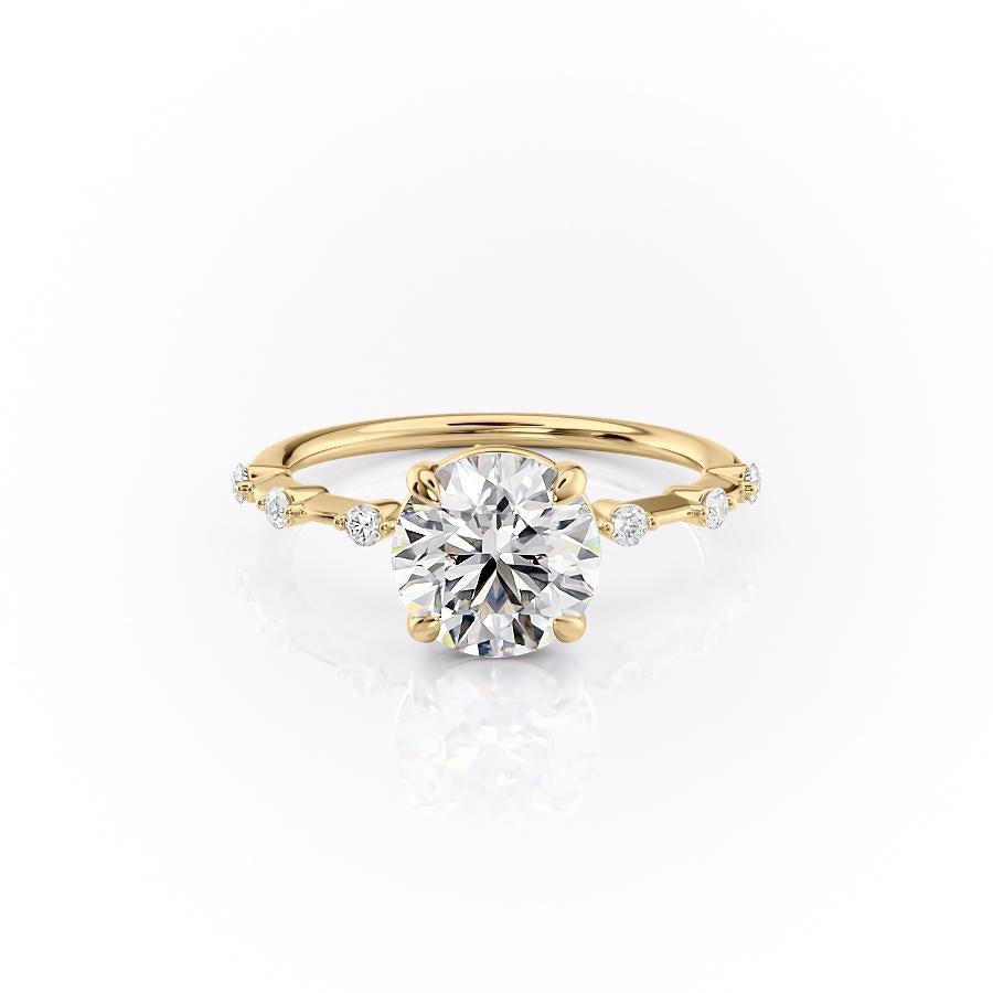 1.60 CT Round Solitaire Dainty Pave Set Moissanite Engagement Ring