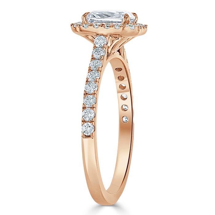 1.0 CT Radiant Cut Halo Pave Setting Moissanite Engagement Ring