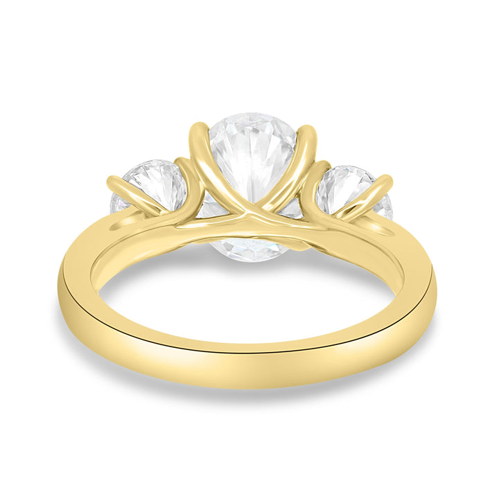 IGI Certified 1.68 CT Oval Cut Lab Grown Diamond Engagement Ring with Three Stones in F/VS2 Quality, Available in 14K and 18K Solid Gold