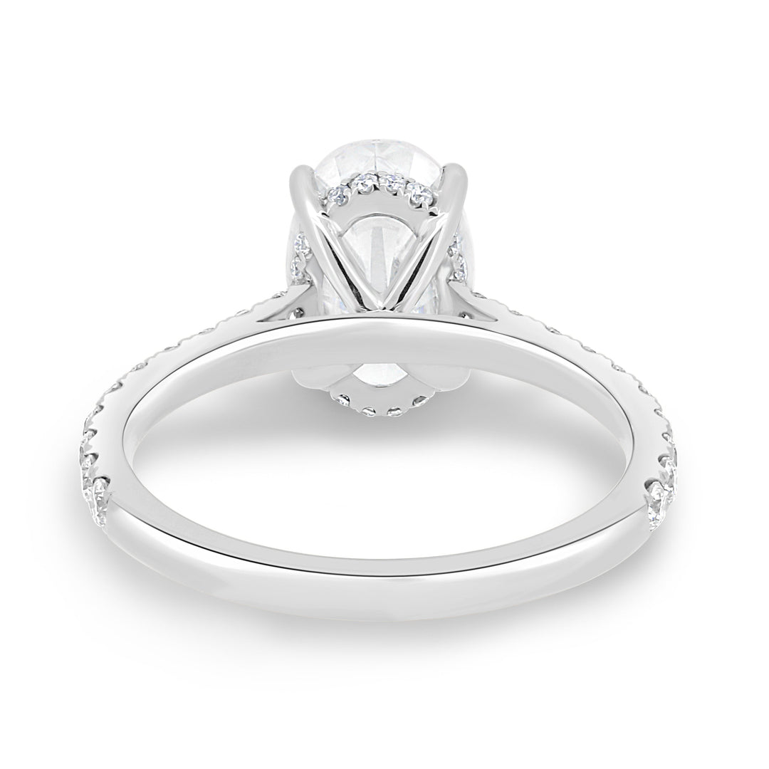 IGI Certified 2.11 CT F/VS2 Oval Hidden Halo Lab Grown Diamond Engagement Ring in 14K and 18K Solid Gold