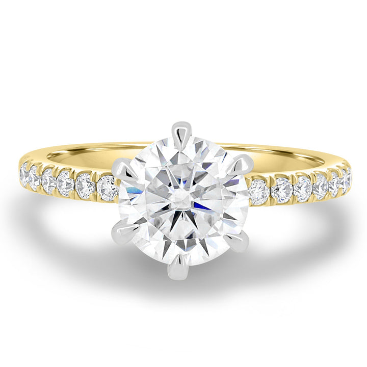 IGI Certified 1.80 CT Round Cut D/VS1 Lab-Grown Diamond Engagement Ring in Pave Setting with 14K and 18K Solid Gold Options