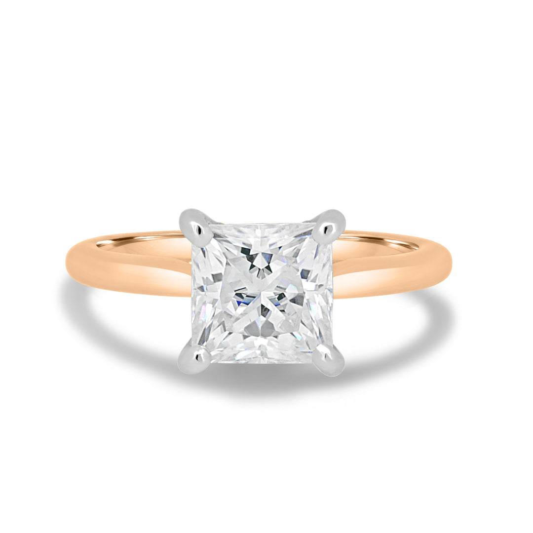 IGI Certified 1.50 CT D/VS2 Lab-Grown Princess-Cut Diamond Engagement Ring with Hidden Halo in 14K or 18K Solid Gold