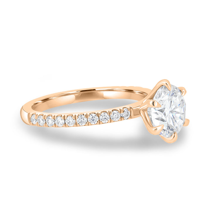 IGI Certified 1.80 CT Round Cut D/VS1 Lab-Grown Diamond Engagement Ring in Pave Setting with 14K and 18K Solid Gold Options