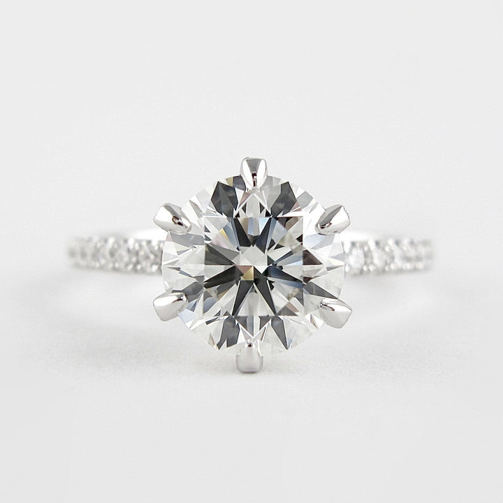 1.5 CT Round Cut Pave Setting Moissanite Engagement Ring