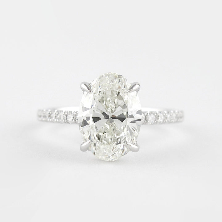 1.33 CT Oval Pave Setting Moissanite Engagement Ring