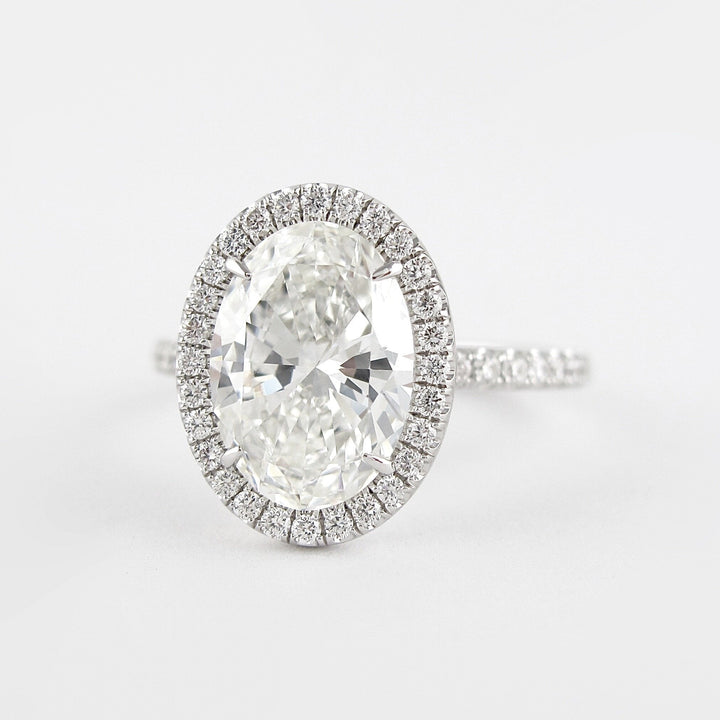 2.72 CT Oval Cut Halo Style Moissanite Engagement Ring