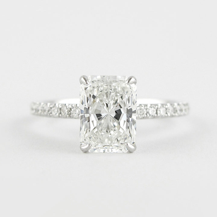 1.8 CT Radiant Solitaire & Pave Moissanite Engagement Ring