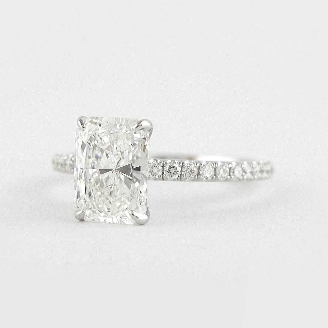 1.8 CT Radiant Solitaire & Pave Moissanite Engagement Ring