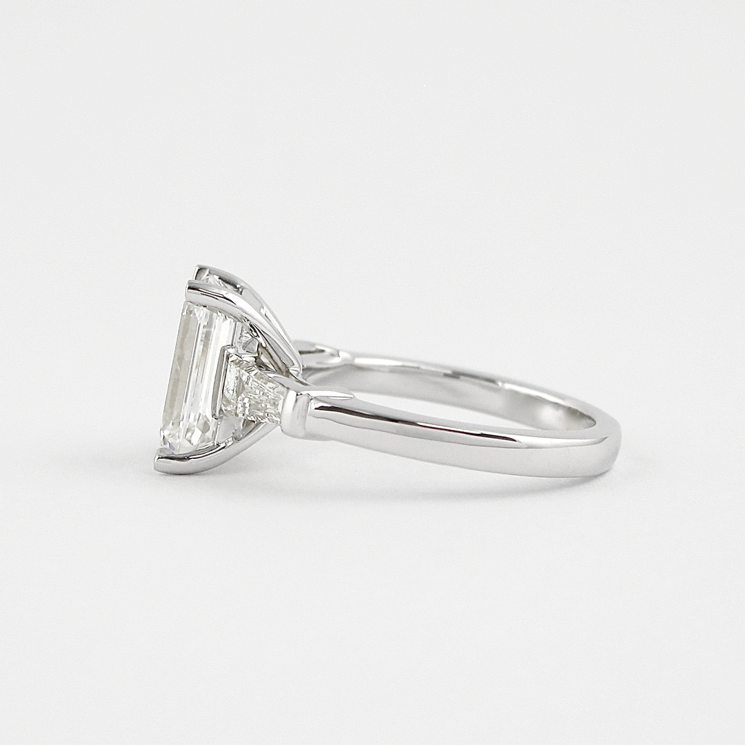 2.30 CT Emerald Three Stone Style Moissanite Engagement Ring