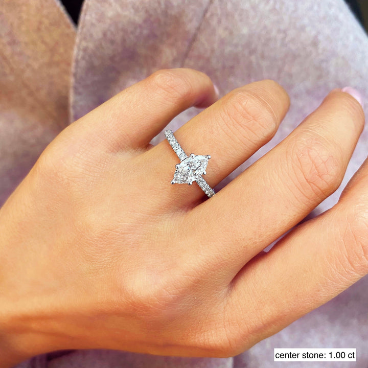 2 ct Marquise  Diamond Engagement Ring With Pave Setting & F- VS1 Clarity