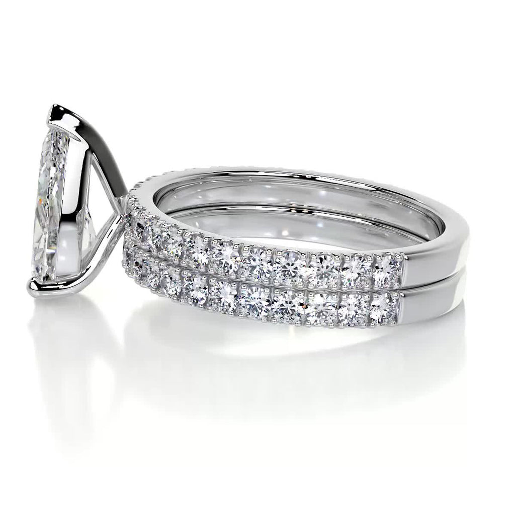 2.0 CT Pear Solitaire & Pave F-VS Loose Diamond Bridal Set