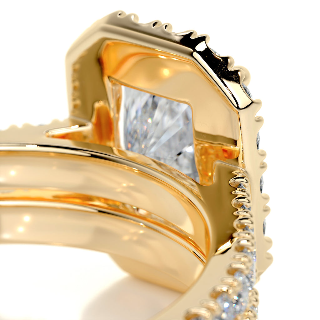 1.50 CT Radiant Cut  F-VS Loose Diamond Bridal Set With Halo & Pave Setting