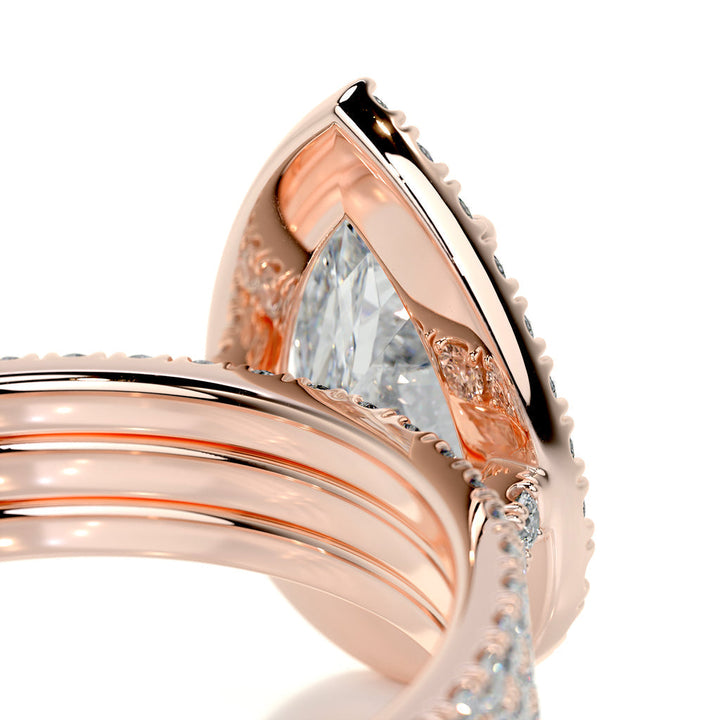 2.0 CT Pear Shaped F-VS Loose Diamond Bridal Set With Halo & Pave Setting