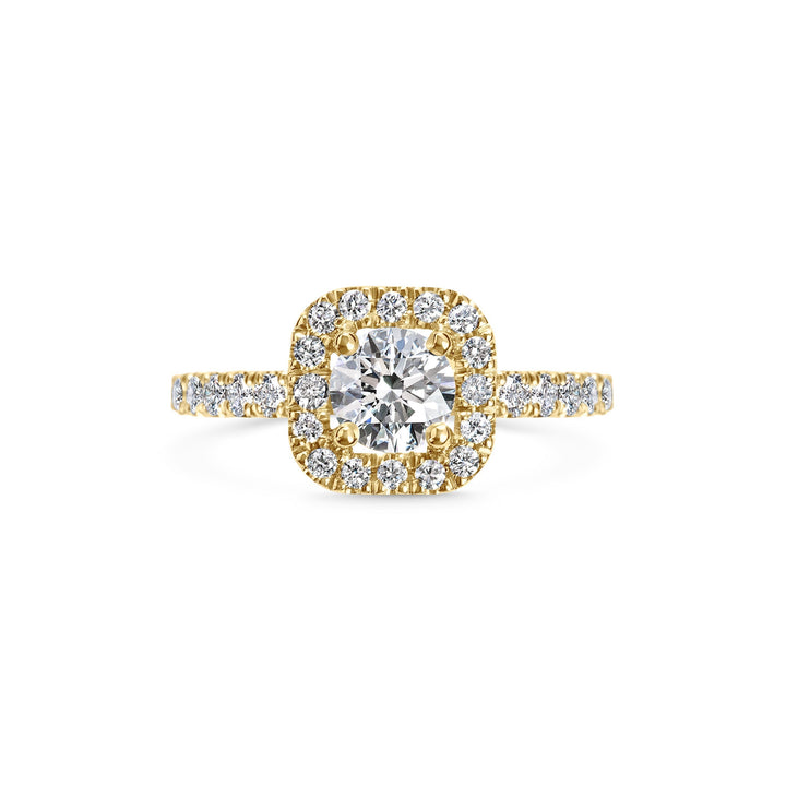 0.6 ct Cushion  Diamond Halo & Pave Engagement Ring With F- VS1 Clarity