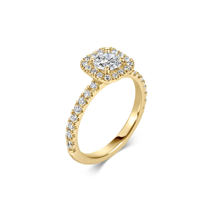 Exquisite 0.6 ct Cushion Lab-Grown Diamond Halo & Pave Engagement Ring in 14K or 18K Solid Gold - IGI Certified, F-Color, VS1 Clarity