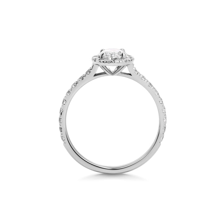0.7 ct Oval F- VS1 Diamond Halo & Pave Setting Engagement Ring