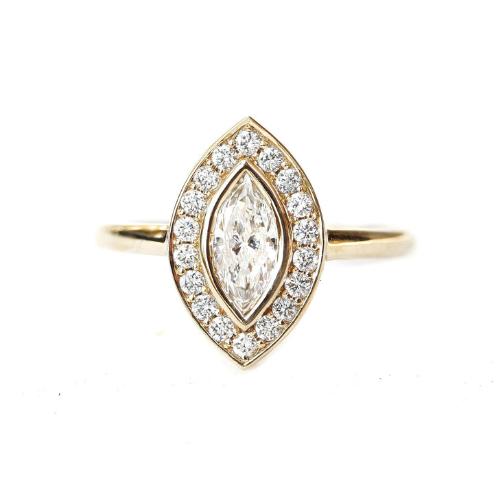 0.5ct Marquise F- VS1 Diamond Engagement Ring With Halo Setting