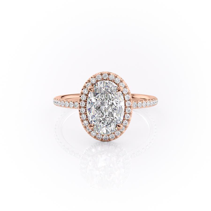 2.10 Oval Cut Halo Style Moissanite Engagement Ring