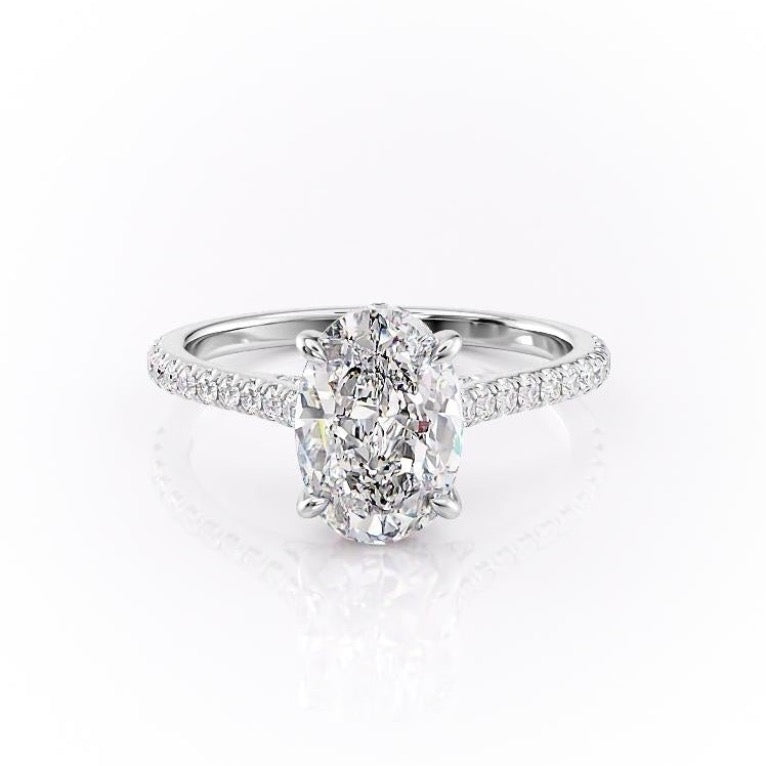2.72 CT Oval Cut Pave Setting Moissanite Engagement Ring