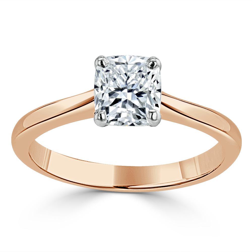 1.0 CT Cushion Cut Solitaire Moissanite Engagement Ring