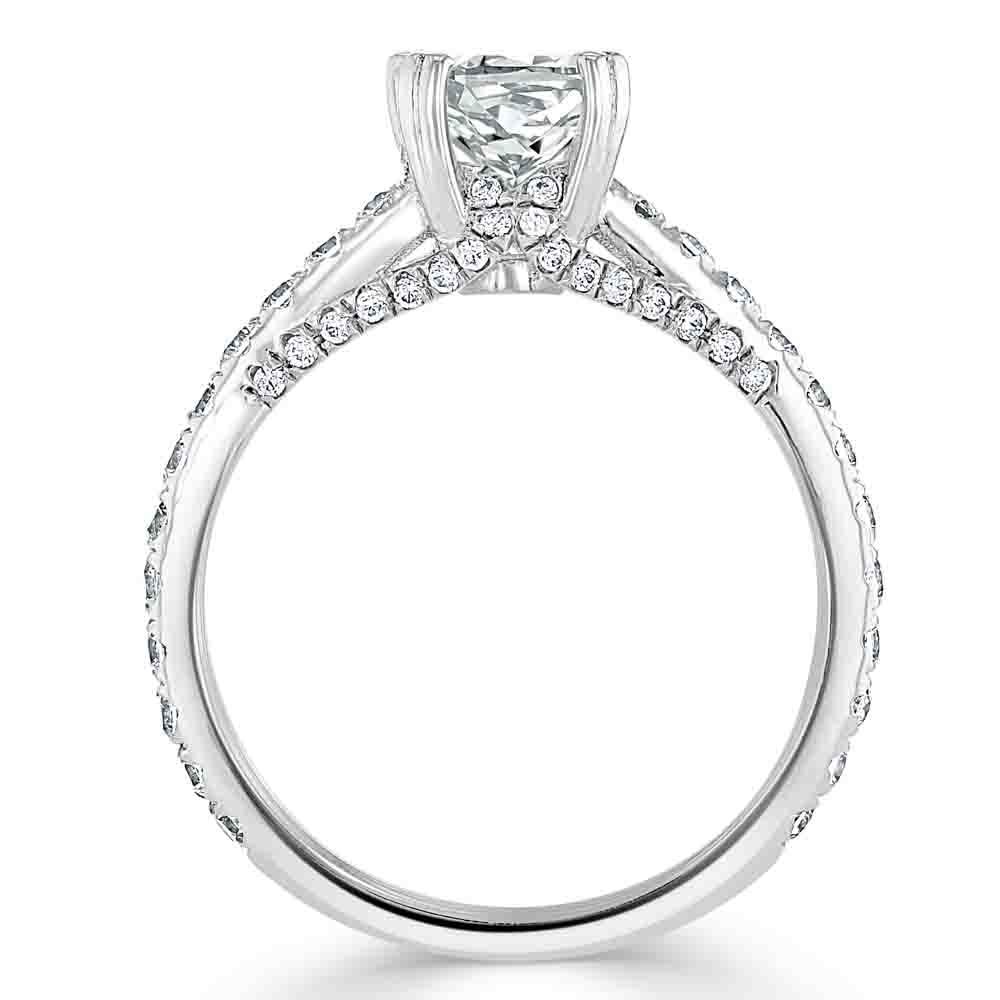 Exquisite Cushion Cut Hidden Halo Pave Setting Ring