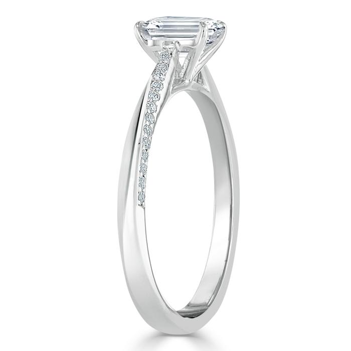 0.75 CT Emerald Cut Solitaire Moissanite Engagement Ring